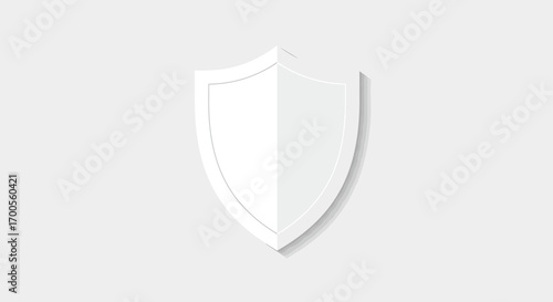 Minimalist white shield design with clean shadow effect on light background