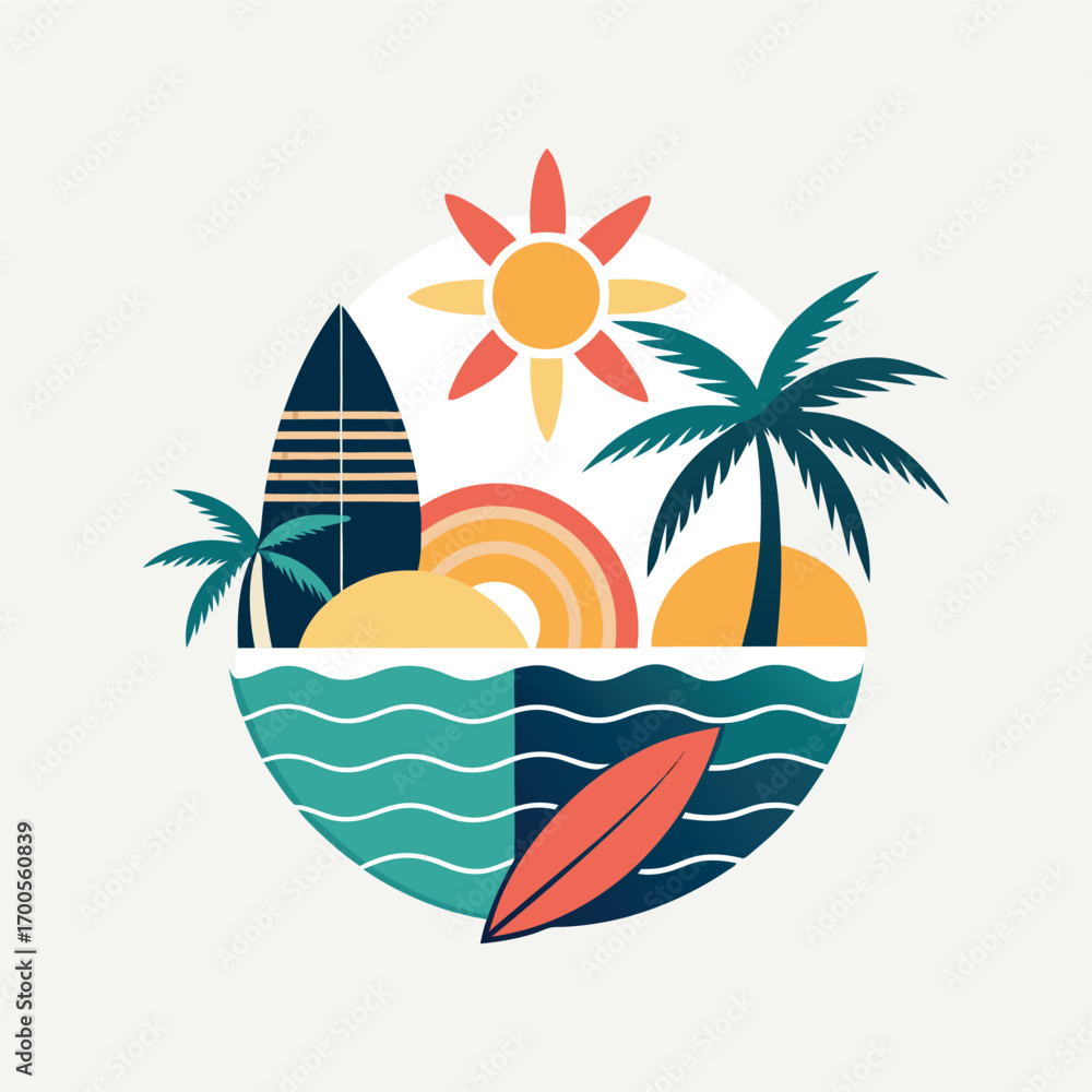 Obraz premium Tropical Vibes: Summer Beach Illustration