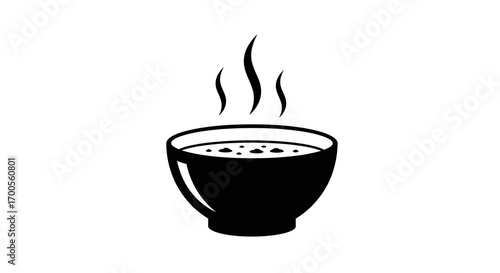 Minimalist steaming coffee cup silhouette for cafe and beverage design