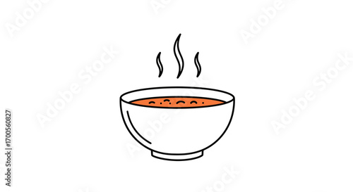 Simple line drawing of a steaming bowl of soup