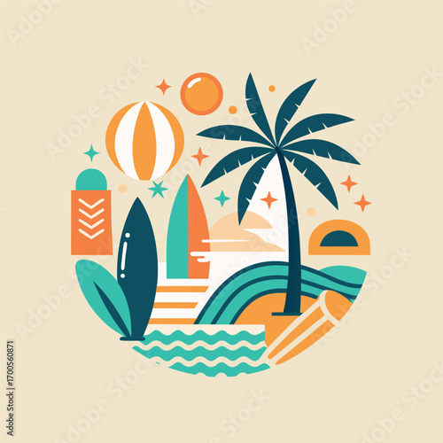 Tropical Vibes: Summer Beach Illustration