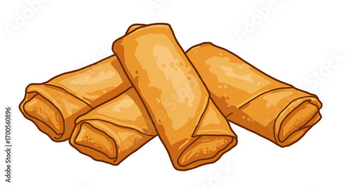 Delicious rolled pastry: crispy spring rolls with golden texture