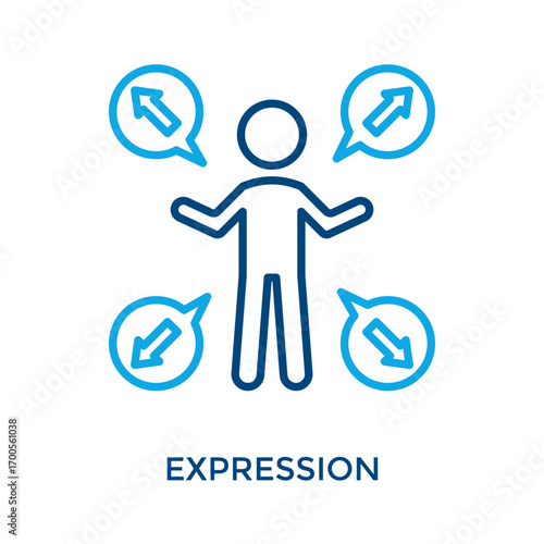 Expression Icon Outline Color Style. Vector Illustration For Graphic Design
