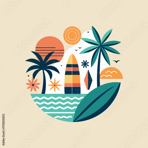 Tropical Vibes: Summer Beach Illustration