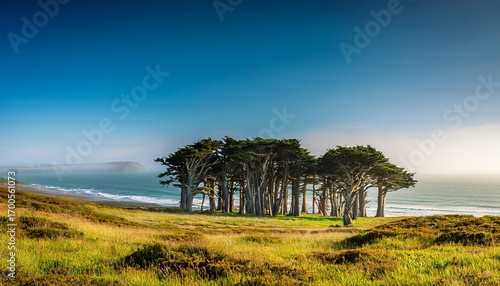 Cluster Of Cypress Trees At The Point Reyes National Seashore California Usa