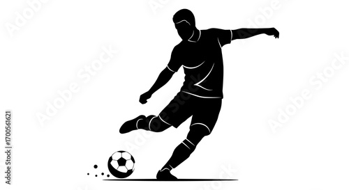 Dynamic soccer silhouette capturing the action of a perfect kick