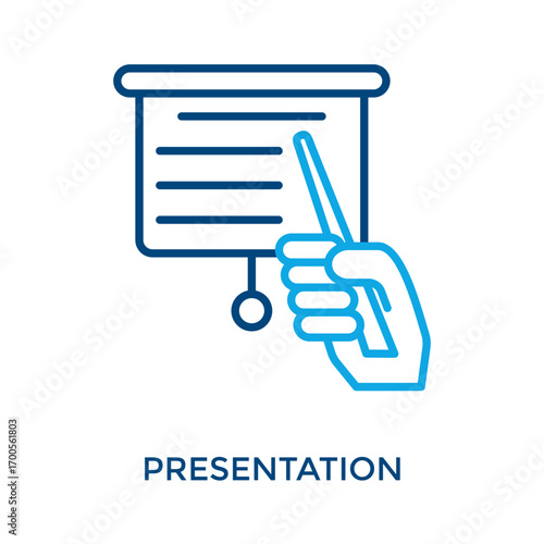 Presentation Icon Outline Color Style. Vector Illustration For Graphic Design