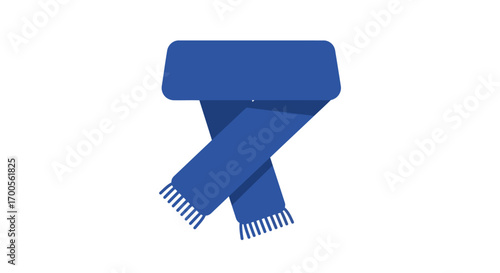 Minimalist blue scarf with tassels on white background