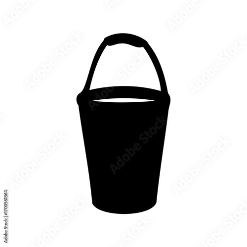 Isolated black silhouette of a cleaning bucket with a handle on white