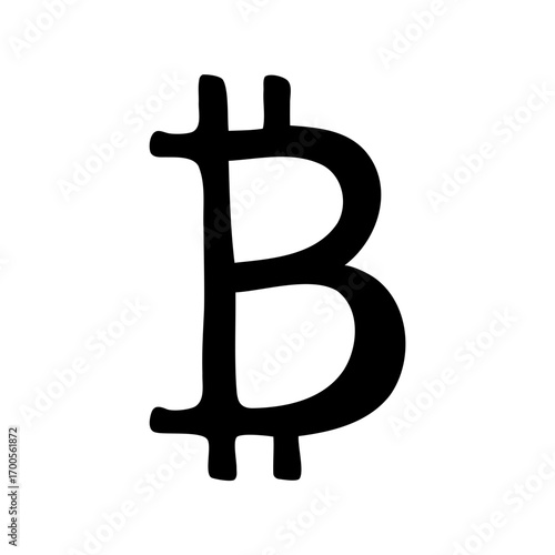 A symbolic representation of Bitcoin, the digital cryptocurrency, against a white backdrop