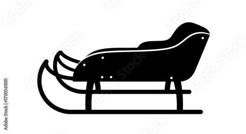 Classic winter sled silhouette icon in black and white design