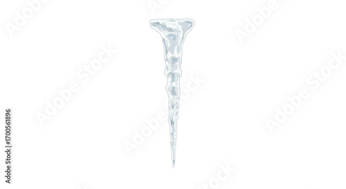 Realistic icicle on white background