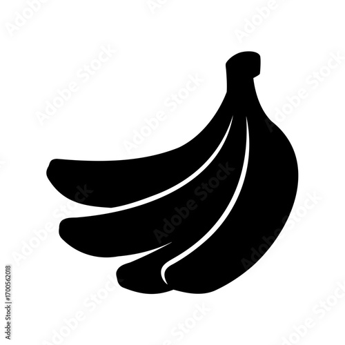 A silhouette representation of a bunch of bananas in black and white
