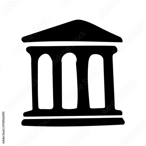 Illustration of a historical building facade with columns in a minimalist style