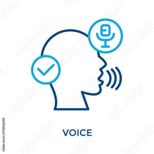 Voice Icon Outline Color Style. Vector Illustration For Graphic Design