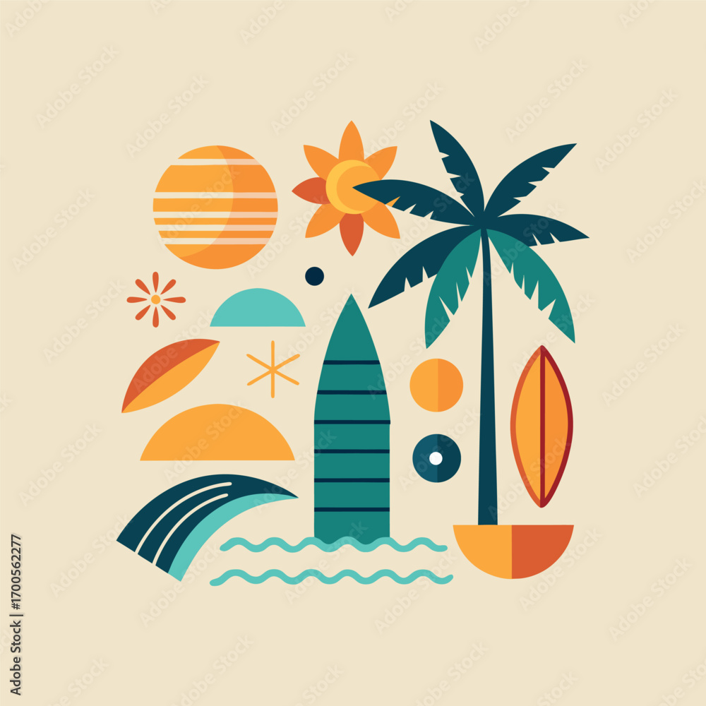 Obraz premium Tropical Vibes: Summer Beach Illustration