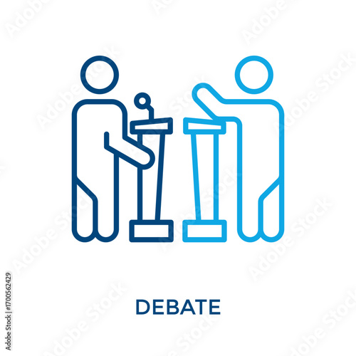 Debate Icon Outline Color Style. Vector Illustration For Graphic Design
