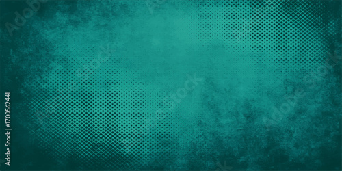 Textured vintage linen fabric with a dark blue and green grunge dot pattern