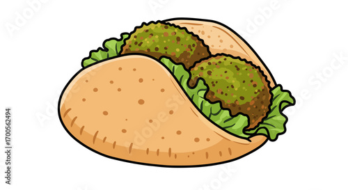 Delicious falafel in pita with fresh lettuce