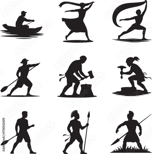 Collection of Human Silhouettes – Sports, Dance, Village Life and Daily Activities Vector Set

Silhouette Vector Bundle of People in Action – Farming, Fitness, Cycling, Yoga, Music and Lifestyle Poses