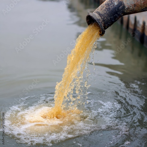 Wallpaper Mural Polluted water flowing from a pipe into a body of water Torontodigital.ca