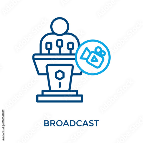 Broadcast Icon Outline Color Style. Vector Illustration For Graphic Design