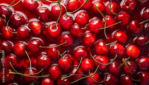 Cherries Maraschino Brilliant Abstract Background With Festive Red Cocktail Cherries