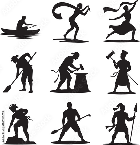 Collection of Human Silhouettes – Sports, Dance, Village Life and Daily Activities Vector Set

Silhouette Vector Bundle of People in Action – Farming, Fitness, Cycling, Yoga, Music and Lifestyle Poses