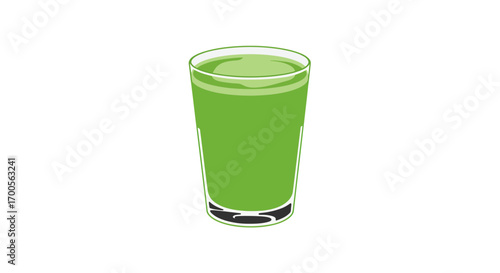 Refreshing green smoothie in a glass on white background