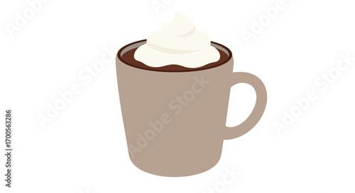 Simple isometric coffee mug with cream topping