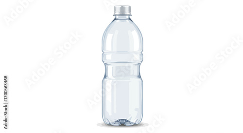 Clear plastic water bottle with cap on white background for packaging