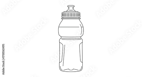 Minimalist outline of sports water bottle for fitness and hydration themes