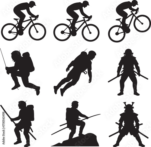 Collection of Human Silhouettes – Sports, Dance, Village Life and Daily Activities Vector Set

Silhouette Vector Bundle of People in Action – Farming, Fitness, Cycling, Yoga, Music and Lifestyle Poses