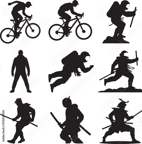 Collection of Human Silhouettes – Sports, Dance, Village Life and Daily Activities Vector Set

Silhouette Vector Bundle of People in Action – Farming, Fitness, Cycling, Yoga, Music and Lifestyle Poses