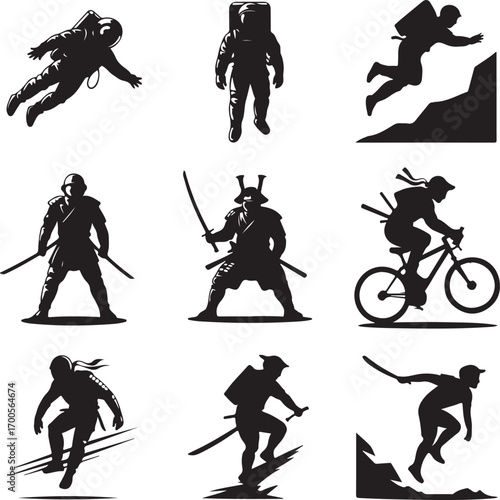 Collection of Human Silhouettes – Sports, Dance, Village Life and Daily Activities Vector Set

Silhouette Vector Bundle of People in Action – Farming, Fitness, Cycling, Yoga, Music and Lifestyle Poses