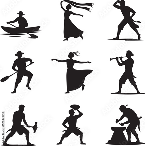 Collection of Human Silhouettes – Sports, Dance, Village Life and Daily Activities Vector Set

Silhouette Vector Bundle of People in Action – Farming, Fitness, Cycling, Yoga, Music and Lifestyle Poses