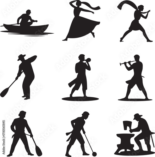 Collection of Human Silhouettes – Sports, Dance, Village Life and Daily Activities Vector Set

Silhouette Vector Bundle of People in Action – Farming, Fitness, Cycling, Yoga, Music and Lifestyle Poses