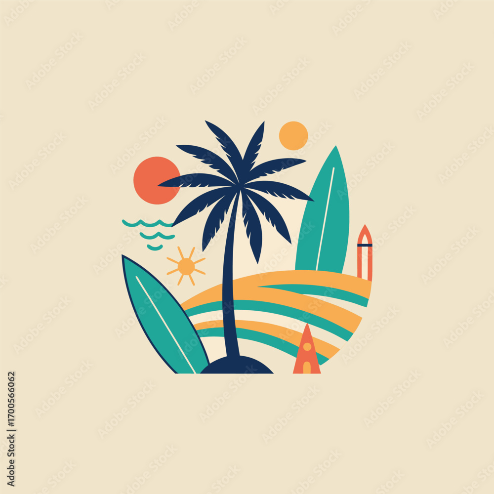 Obraz premium Tropical Vibes: Summer Beach Illustration