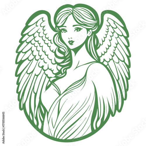 angel beauty girl illustration green