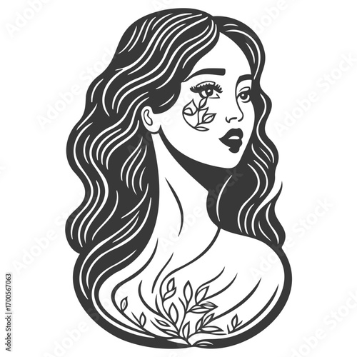 beautiful young woman history month day illustration grey