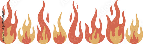 Vector art of row of stylized flames, creating a fiery border
