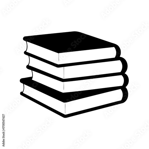 Minimalist monochrome illustration of a stack of three hardcover books