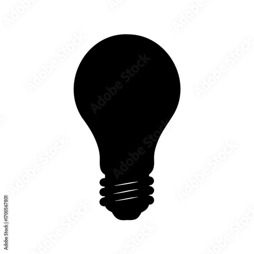 Isolated light bulb silhouette on a white background showing light and illumination