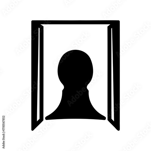 Silhouette in Black Frame Emphasizing Mystery and Inner Perspective within Enclosed Space