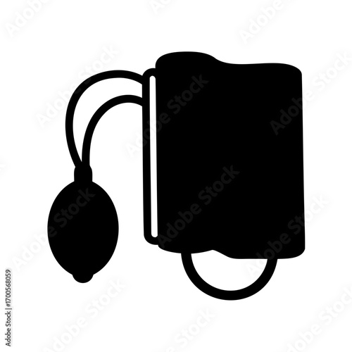 Black silhouette of a sphygmomanometer, essential medical device for measuring blood pressure