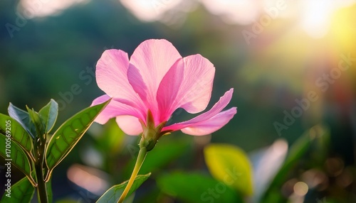 A Stunning Close Up Of A Blooming Pink Flower With A Lush Green Background Capturing The Beauty Of Nature In A Serene Landscape Inspiring Tranquility And Joy