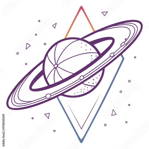Futuristic ai powered holographic planet logo with vibrant gradient colors