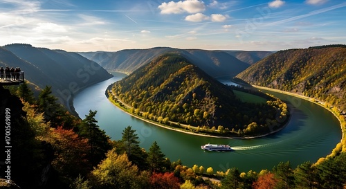 Saar Loop River Bend Landscape in Autumn Sunlight.