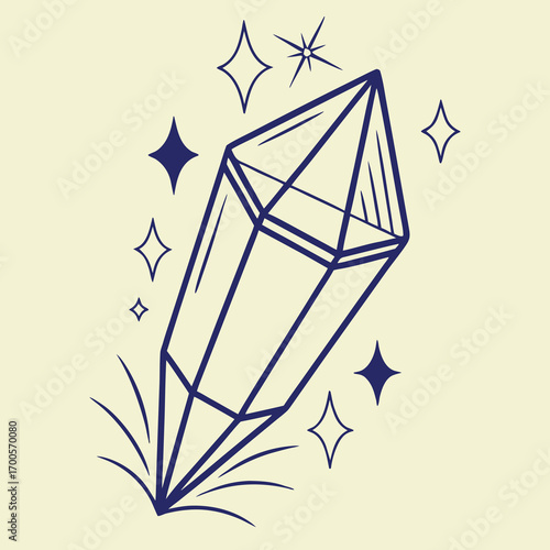 Minimalist digital crystal logo design in vibrant neon blue with geometric facets and modern tech appeal