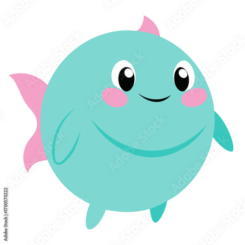 Cute and cheerful cartoon fish illustration with bright colors for children related designs